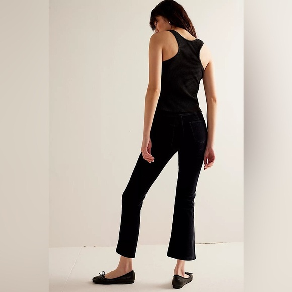 NEW Free People In My Feelings Velvet Crop Slim Flare Pants In Black - Picture 9 of 9